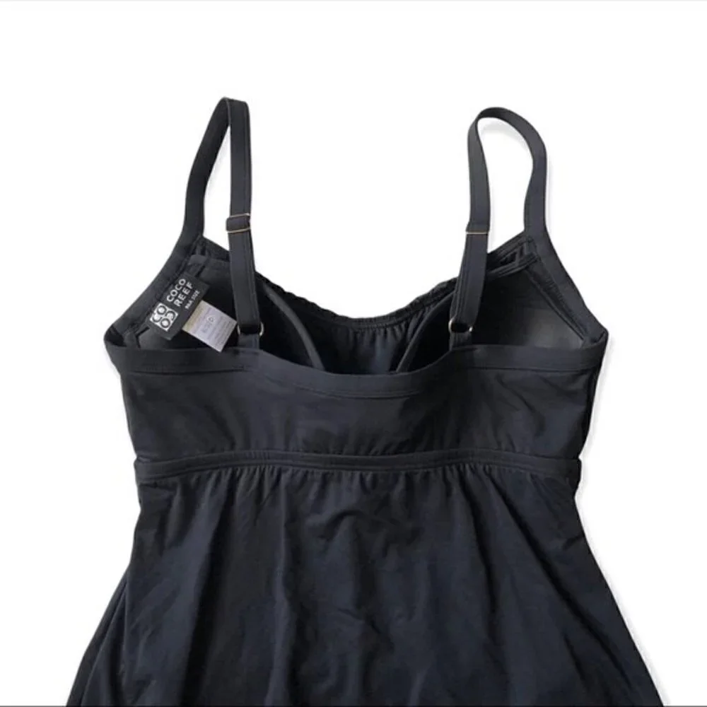 Coco Reef Black Tankini One Piece Swimsuit Swimdress 32D - Picture 11 of 13